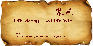 Nádassy Apollónia névjegykártya